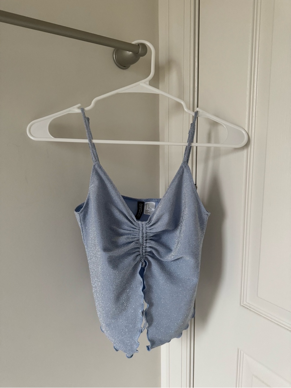 H&M Light Blue Glitter Ruched Cami